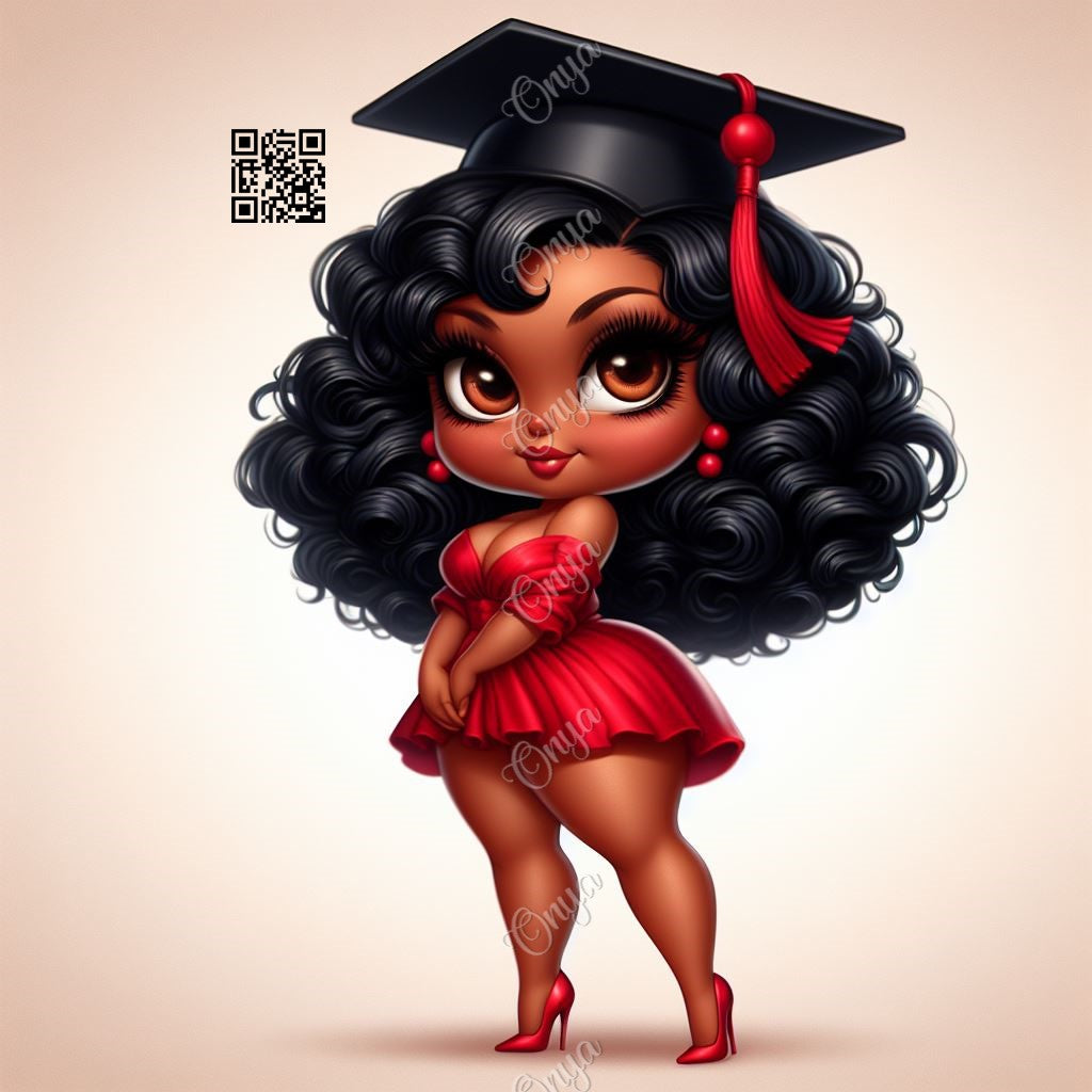 Onya Graduates, melanin woman, black woman, graduation, Red, Transparent