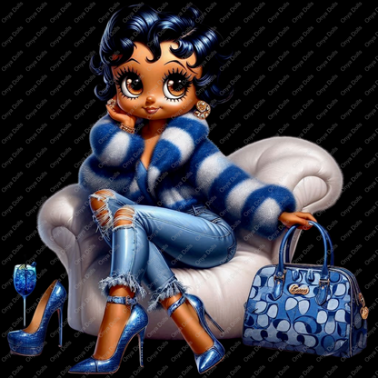 Baddie Boo, Betty Boop, PNG, afro Betty boop, sublimation, High-quality png, tumbler wrap