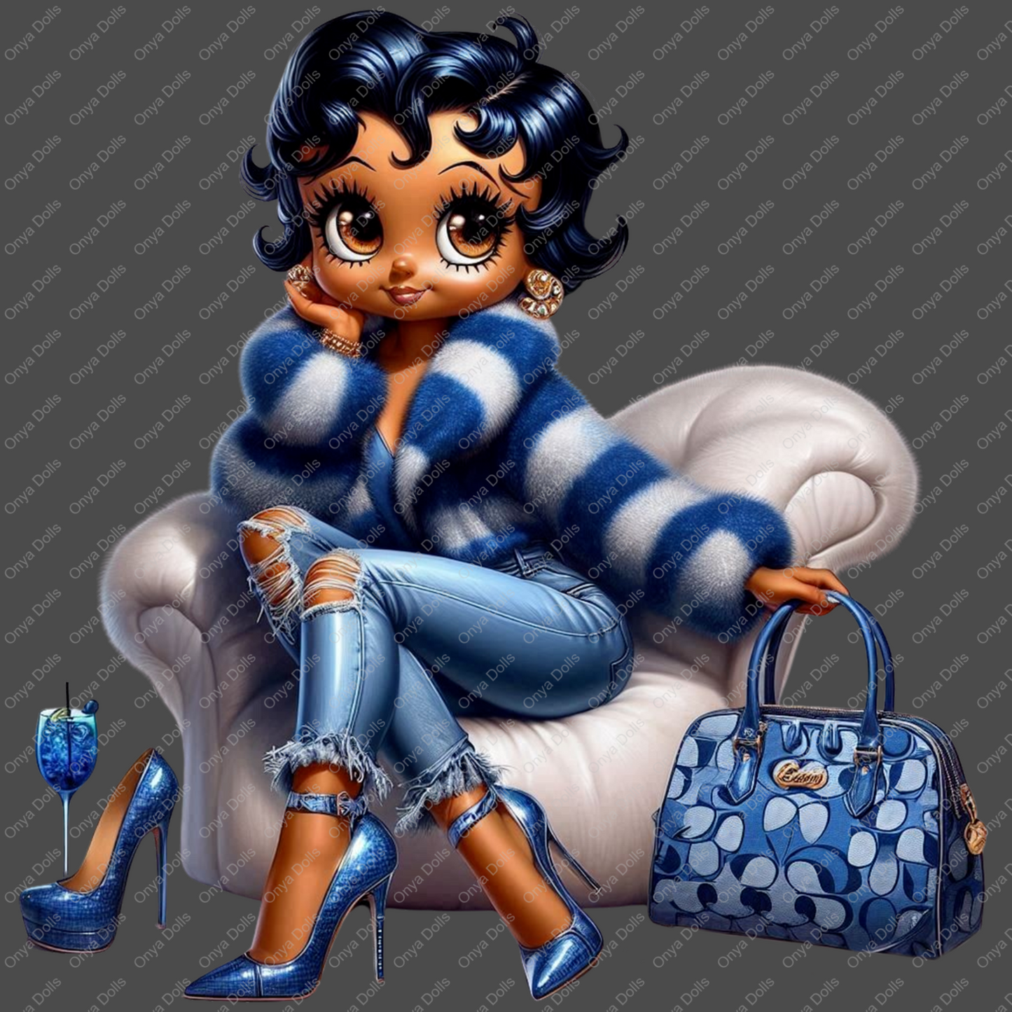 Baddie Boo, Betty Boop, PNG, afro Betty boop, sublimation, High-quality png, tumbler wrap