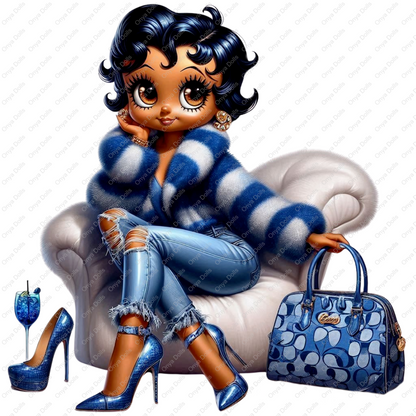 Baddie Boo, Betty Boop, PNG, afro Betty boop, sublimation, High-quality png, tumbler wrap