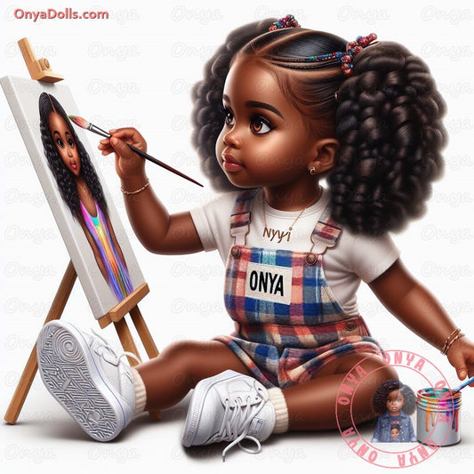 Onya loves painting, Onya Paints, melanin girl, child, little girl, High quality png