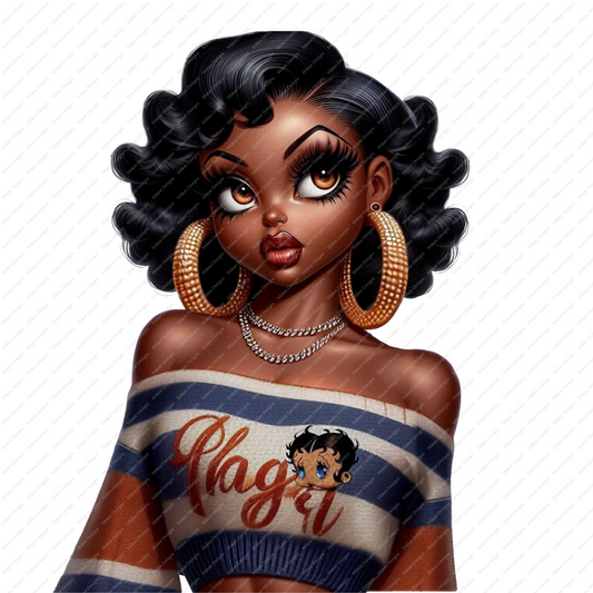 Baddie Boop PNG, Betty Boop, afro Betty boop, sublimation