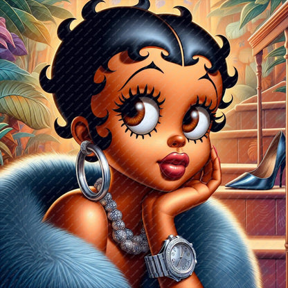 Baddie Boo, Betty Boop, PNG, afro Betty boop, sublimation, High-quality png, tumbler wrap