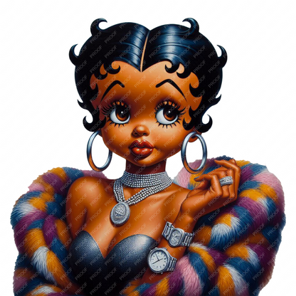 Baddie Boo, Betty Boop, PNG, afro Betty boop, sublimation, High-quality png, tumbler wrap