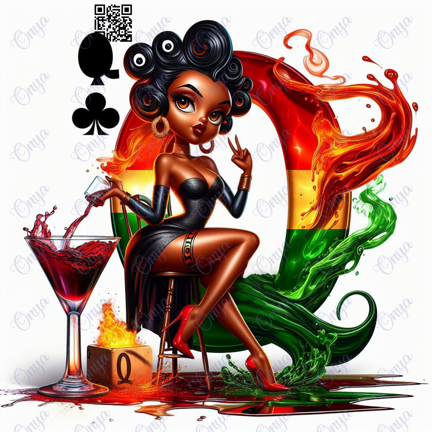 Woman on Fire too, Juneteenth, African flag, High quality png