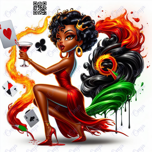 Woman on Fire, Juneteenth, African flag, High quality png