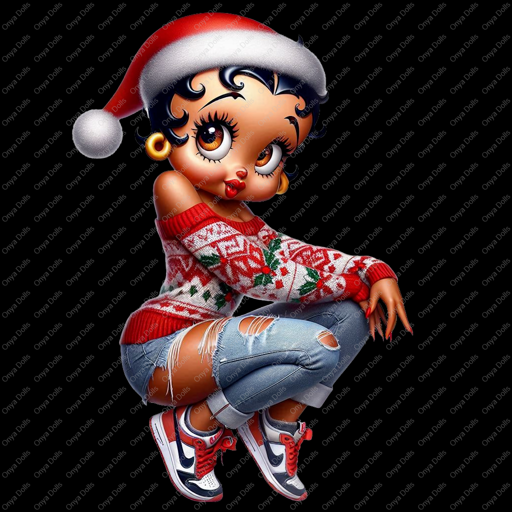 Baddie Boop, Christmas Elf, Christmas, Gnome, melanin woman, santas helper, planner png, tumbler wrap png, sublimation, High-resolution png