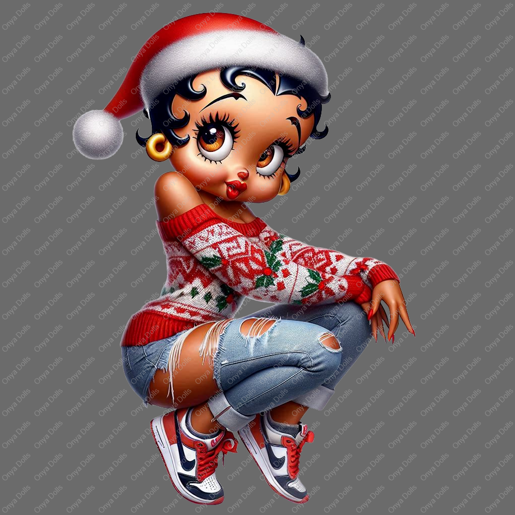 Baddie Boop, Christmas Elf, Christmas, Gnome, melanin woman, santas helper, planner png, tumbler wrap png, sublimation, High-resolution png