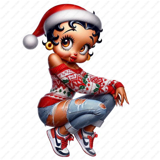 Baddie Boop, Christmas Elf, Christmas, Gnome, melanin woman, santas helper, planner png, tumbler wrap png, sublimation, High-resolution png