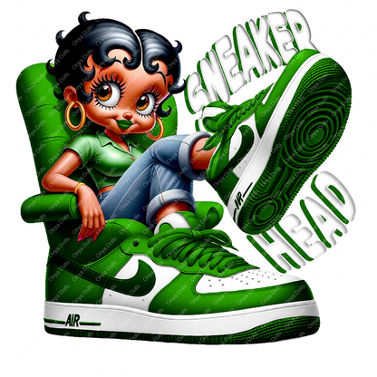 Sneaker Head Betty Boop, Sneaker head, Sneaker lovers, Green&white