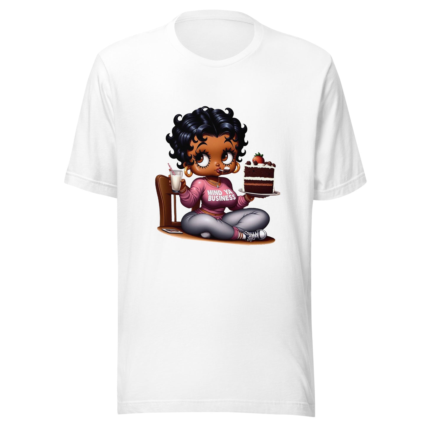 Mind ya business, eating cake graphic Unisex t-shirt